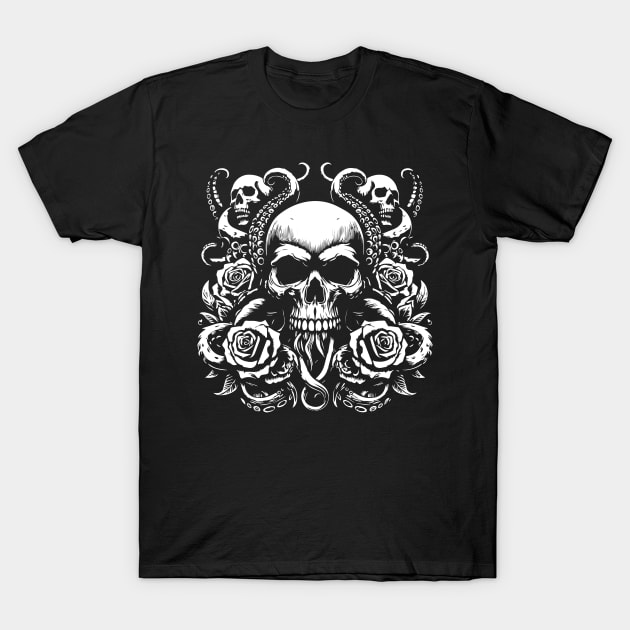 kraken skull T-Shirt by lkn